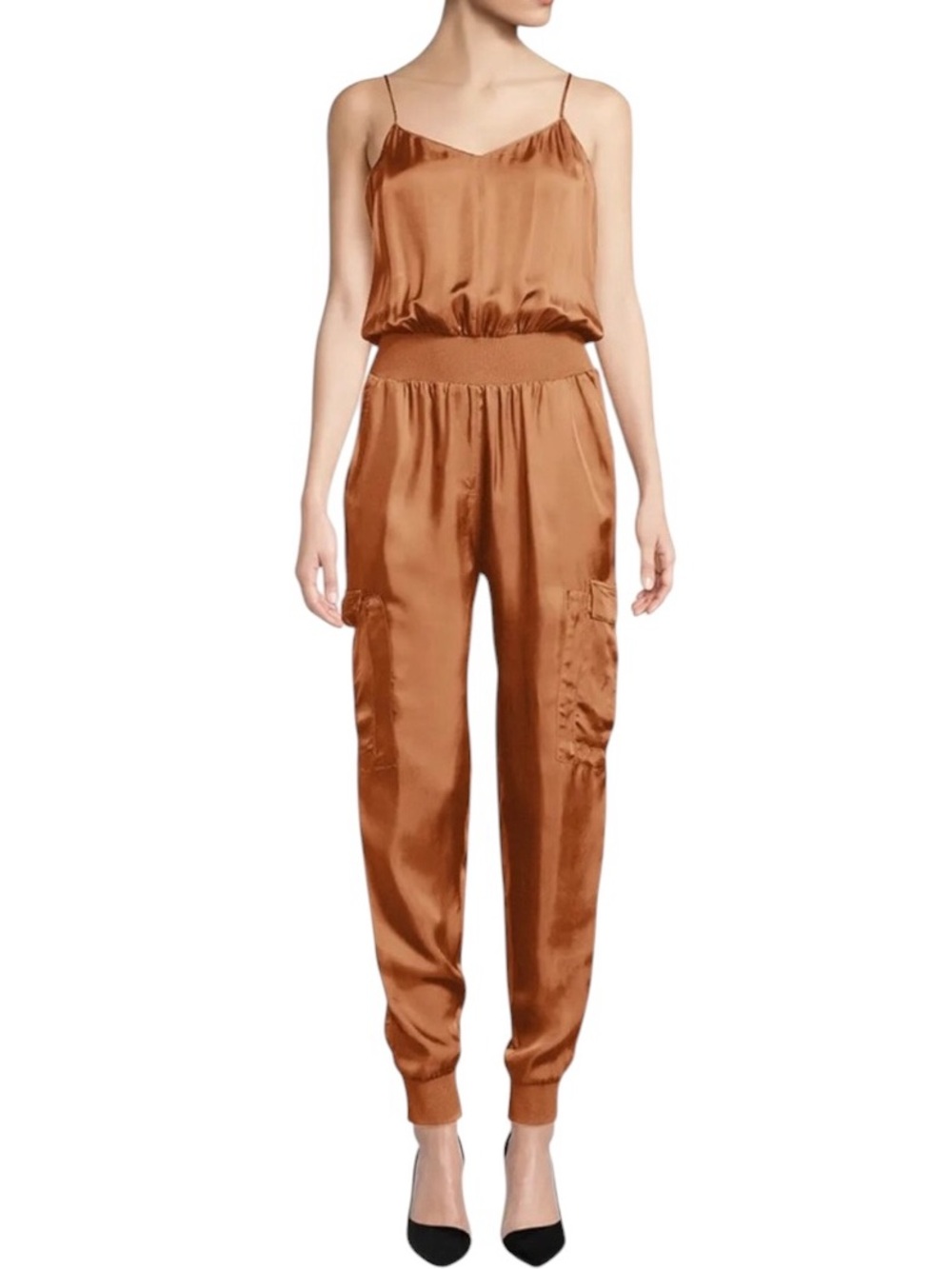 Cinq a Sept Twill Amia Jumpsuit in Cinnamon Rust Orange sz XS